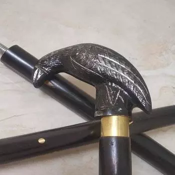 Латунная воронья черная ручка трость голова ручка деревянная трость трость 3 части открытые аксессуары запасная часть подарок