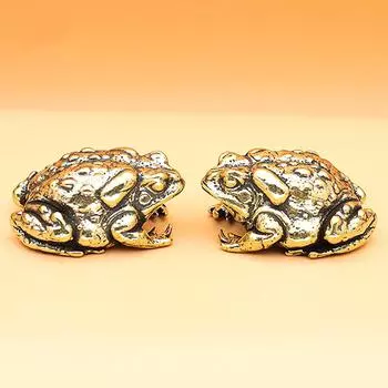 Латунная золотая жаба, чайная игрушка, домашнее животное, винтажная имитация, фигурки животных, миниатюры, домашний офис, украшение для стола, ремесла бронзовый