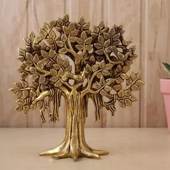 Латунное дерево Калпаврикша, экспонат, птицы, сидящие на ветке, декор стола, ремесленное украшение, подарок Vaastu Fengshui с античной полировкой