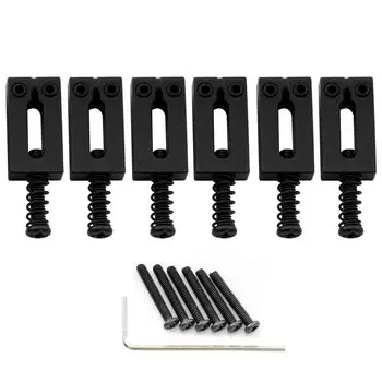 Латунное седло Musiclily Ultra Modern Style для электрогитары Strat/Telecaster черного цвета 10,5 мм, (Набор 6)