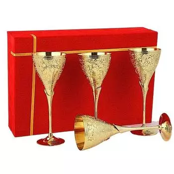 Латунные бокалы для вина, фужеры для шампанского, Дивали, подарок на годовщину свадьбы паре, набор для корпоративных клиентов из 4 предметов Margarita Design