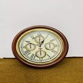 Латунные, деревянные настенные часы Часы мирового времени Настенный декор Морской подарок Домашний декор Подарок ручной работы 39,4 см 39.4 cm