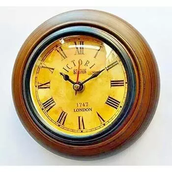 Латунные деревянные настенные часы в античном стиле 6 дюймов Морской декор для дома/офиса Подарочный товар