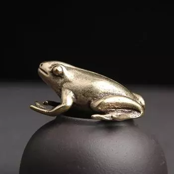 Латунные фигурки лягушек, настольные украшения, креативные золотые лягушки, чайные питомцы, медные миниатюры животных, украшения для дома, настольные украшения