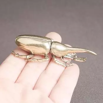 Латунные фигурки насекомых-жуков, миниатюры, настольные украшения, креативные чайные питомцы, изделия из чистой меди, забавные аксессуары для украшения дома