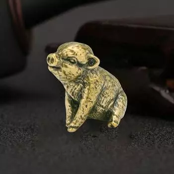 Латунные фигурки свиней со знаком зодиака, латунные украшения с животными, украшение в виде маленькой свиньи, домашний декор медный