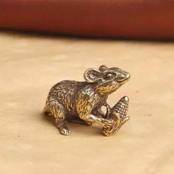 Латунные фигурки животных Мыши Любовь Рис Брелок для автомобиля Подвески Ювелирные изделия DIY Брелок Подвесные аксессуары Милый брелок для ключей в виде крысы Подарки