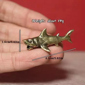 Латунные фигурки животных в виде акулы, миниатюрные настольные украшения, украшения для дома, аксессуары для рукоделия, винтажный брелок, кулон, ювелирное изделие, подарок