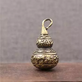 Латунные китайские буквы, благословение, тыква лотоса, подвески, брелок, подвески, коробка для таблеток