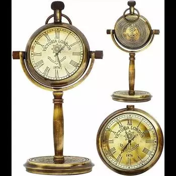 Латунные настольные часы/морские морские офисные настольные часы/персонализированные часы для подарка/подарок на день рождения, подарок на пенсию, подарок на годовщину S коричневый