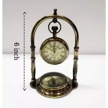 Латунные настольные часы ручной работы с компасом Виктория Лондон Декоративные настольные часы Лучшая идея подарка