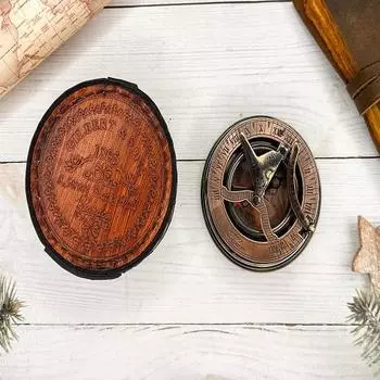 Латунные рабочие солнечные часы с кожаным чехлом, подарок жениха, рождественский подарок, морские солнечные часы,
