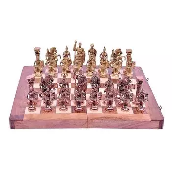 Латунные шахматы с деревянной доской (14 дюймов х 14 дюймов) От 4 лет и старше, большой ребенок 14 x 14 x 2 in
