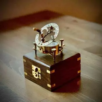 Латунные солнечные часы компас 3 дюйма с красивой деревянной коробкой в античном винтажном стиле подарок для коллекционирования