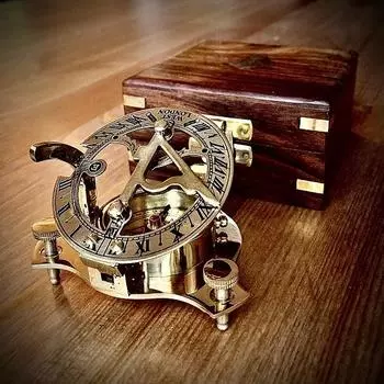 Латунный компас солнечных часов 7,62 см красивая деревянная коробка подарочная коллекционная