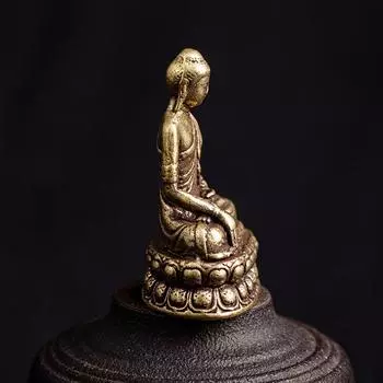 Латунные статуэтки Будды Шакьямуни Миниатюрные настольные украшения Антикварная медная статуэтка Мастера Дхармы Украшение медный
