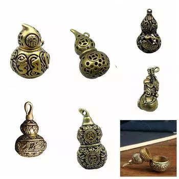Латунные тыквы-лотосы, миниатюры, ручная работа, брелок из медной тыквы, винтажные автомобильные тыквы, подвески для домашнего декора 4