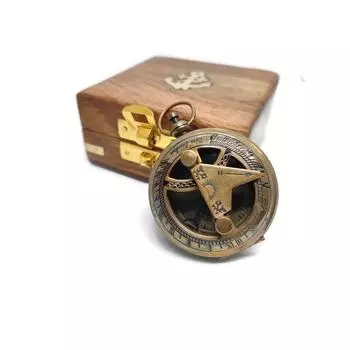 Латунный 2-дюймовый солнечный компас с античной отделкой, морской, старинный, карманного типа, подарок, латунный круглый солнечный компас