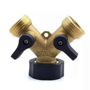 Латунный 2-ходовой шланговый разветвитель, прочный латунный 2-ходовой садовый шланговый соединитель, садовый шланговый соединитель с удобным запорным устройством