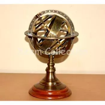 Латунный 8-дюймовый армиллярный глобус в античном стиле, астролябия, морской настольный глобус, домашний декор, коллекционный
