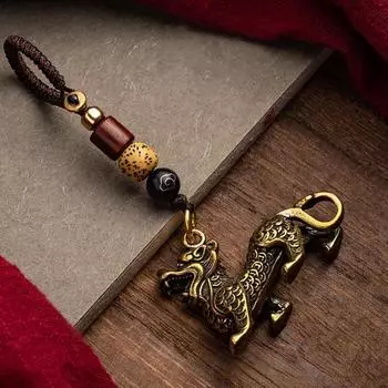 Латунный арахис, рыба, кошка, Pixiu, зверь, автомобильный брелок, подвески, ретро, медные брелоки с животными, женские сумки, подвески, аксессуары, подарки Pixiu