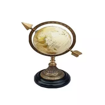 Латунный армиллярный глобус 25,4 см, глобус с гравировкой на деревянной основе, декор столешницы в морском стиле