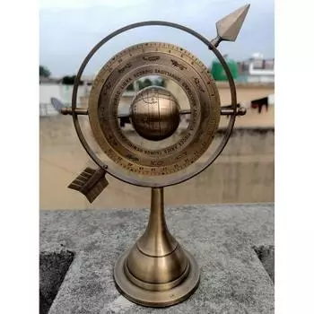 Латунный армиллярный глобус, сферический армиллярный глобус со стрелкой на солнечных часах, астролябия армиллярная, выгравированная армиллярная, настольный декор, рождественский подарок,