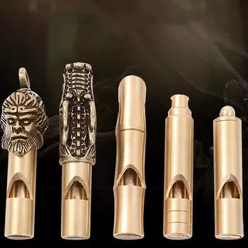 Латунный брелок из чистой меди ручной работы в стиле ретро, индивидуальный свисток, подвеска, детский свисток для тренировочного лагеря выживания на открытом воздухе