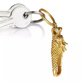 Латунный брелок с головой дракона ручной работы из чистой меди, талисман на удачу, креативный невыцветающий брелок с драконом, подвесной кулон