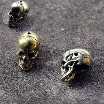 Латунный череп, нож, бусины, скульптура, три отверстия, брелок своими руками, подвески на шнурках ручной работы, безделушки, плетеный зонт, веревка, подвесной ключ