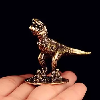 Латунный Динозавр Настольный Чайный Питомец Украшение для Офисного Стола Креативная Модель Мира Динозавров Ремесло Мини-украшение 1pcs