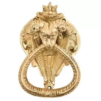 Латунный дверной молоток в виде драконов за головой овцы - Золотые предметы для украшения входной двери - Антикварный дверной звонок Georgion