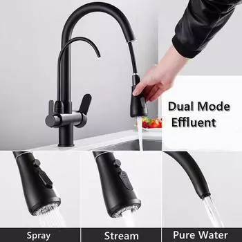 Латунный фильтр Кухонный смеситель Матовый никель