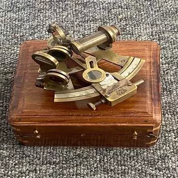 Латунный карманный секстант диаметром 12,5 см, навигационная морская деревянная шкатулка