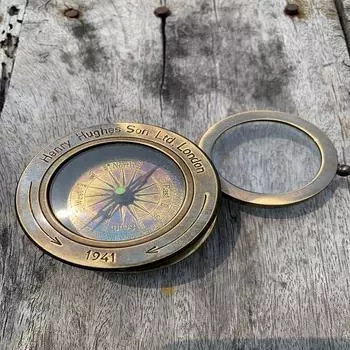 Латунный компас 2 в 1 с увеличительным стеклом, латунный компас ручной работы с уникальным дизайном, старинный латунный компас для треккинга и подарка