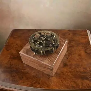 Латунный компас диаметром 10,16 см в деревянной подарочной коробке. Аксессуар для морского парусного спорта. Идеальный подарок.