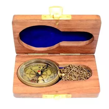 Латунный компас, дизайнерский гравированный компас, винтажный латунный компас - антикварный морской навигационный инструмент в деревянной коробке в подарок на выпускной как