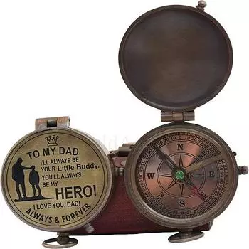 Латунный компас - Персонализированный компас с солнечными часами