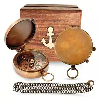 Латунный компас Подарки на годовщину для мужчин Латунный компас Подарок на день рождения для папы Подарок жениху для него Рождественские подарки для него S коричневый