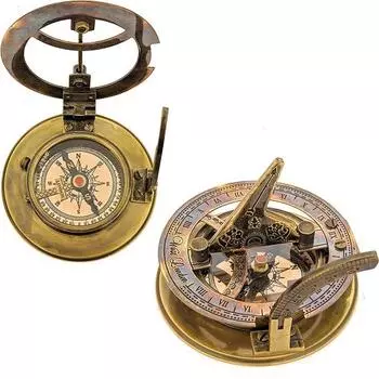 Латунный компас с круглыми солнечными часами ручной работы, карманный стимпанк-аксессуар West London, морской пехотинец