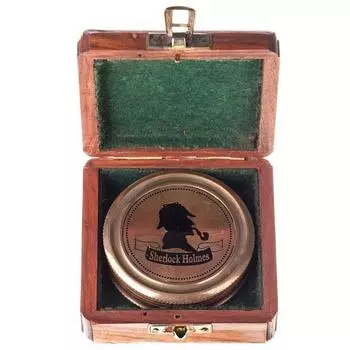 Латунный компас в деревянной коробке