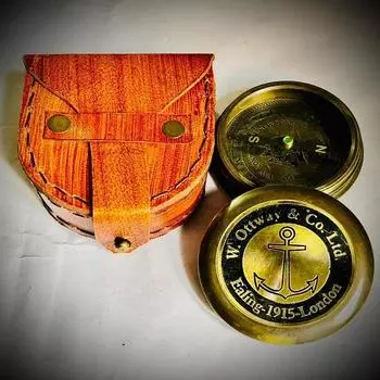 Латунный компас W.ottway.co.Ltd с антикварным кожаным футляром, походы, походы, туристический компас, подарки на выпускной