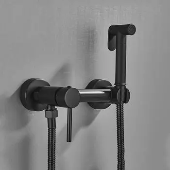 Латунный кран для душа, туалета, биде, переносной распылитель, ванная комната, туалет, биде, смесители для горячей и холодной воды, набор струйных кранов Brass чёрный