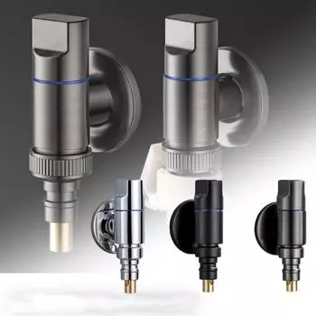 Латунный кран для стиральной машины, настенный кран для унитаза, треугольный клапан, аксессуары для ванной комнаты, кран для ванной комнаты чёрный