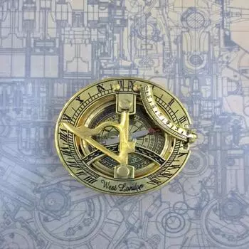 Латунный круглый солнечный компас – 7 см направленный магнитный навигационный инструмент для кемпинга, походов, туризма, отделка под старину как