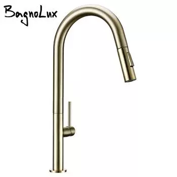 Латунный матовый золотой черный 360 градусов вращения кухонный кран для мойки горячей и холодной воды выдвижной излив кухонный кран