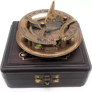 Латунный медный компас с солнечными часами Уникальный подарок элегантности с солнечными часами, копия часов с корабля