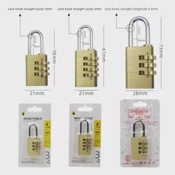 Латунный мини-4-колесный кодовый замок для багажа