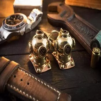 Латунный мини-брелок для морских водолазных шлемов США. Брелок для шлема Navy Mark V, 2 комплекта