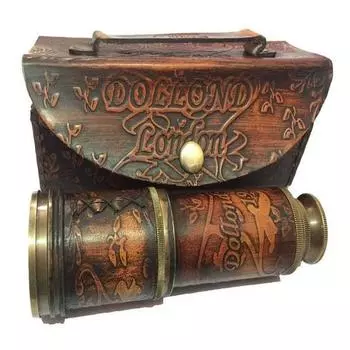 Латунный морской кожаный телескоп, старинная антикварная пиратская подзорная труба с кожаным футляром